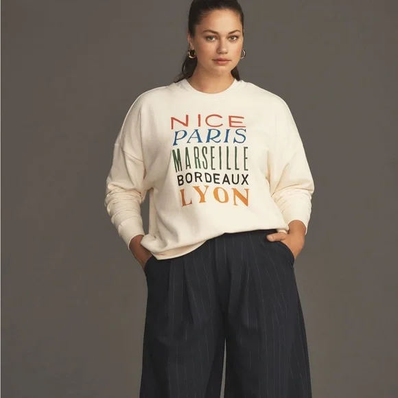 Anthropologie Cream Graphic Sweatshirt - Picture 8 of 9